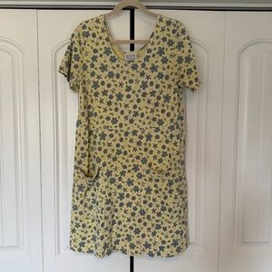 Vintage Fresh Produce 90s Shirt Dress Floral All Over Beach Boho Y2K